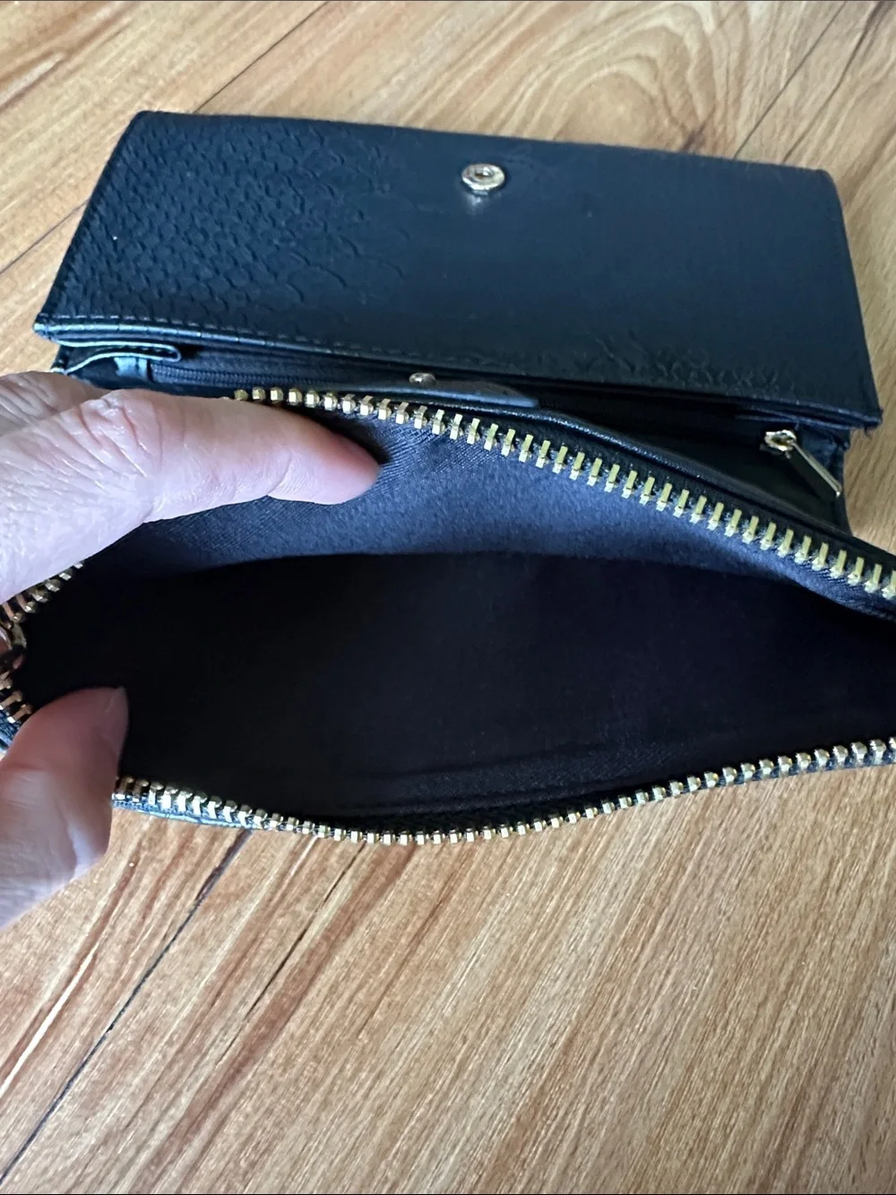 a new day Black Faux Snakeskin Zip Wallet